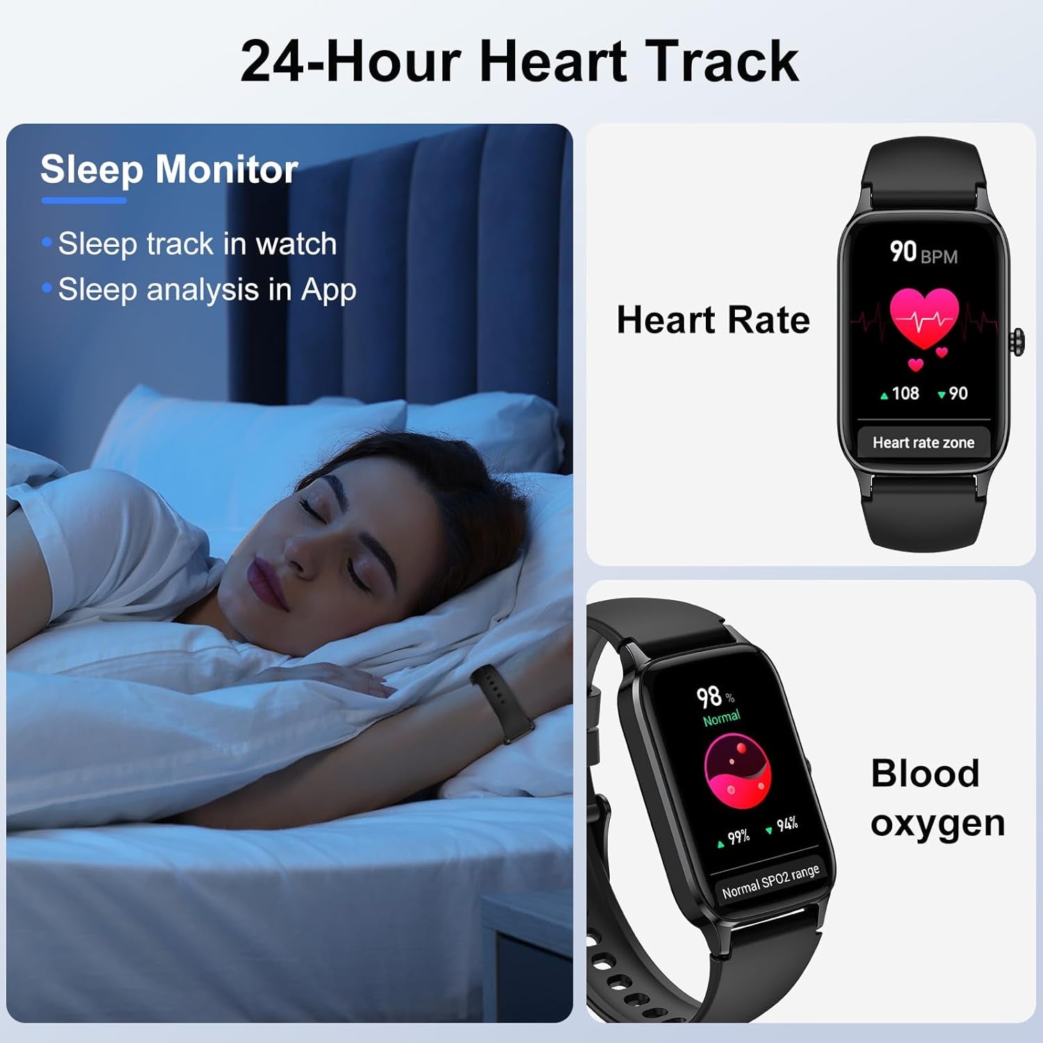 Smart Watch for Men Women, 1.57" Smartwatch (Answer/Make Call), 2026 New Fitness Tracker with 110+Sport Modes, Heart Rate/Sleep Monitor, IP68 Waterproof, Smartwatches for Android Ios Black