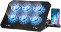 Laptop Cooling Pad for 12-15.6 Inch, 6 Cooler Fans with Blue Lights, Laptop Cooling Stand with 2 USB Ports (Blue)