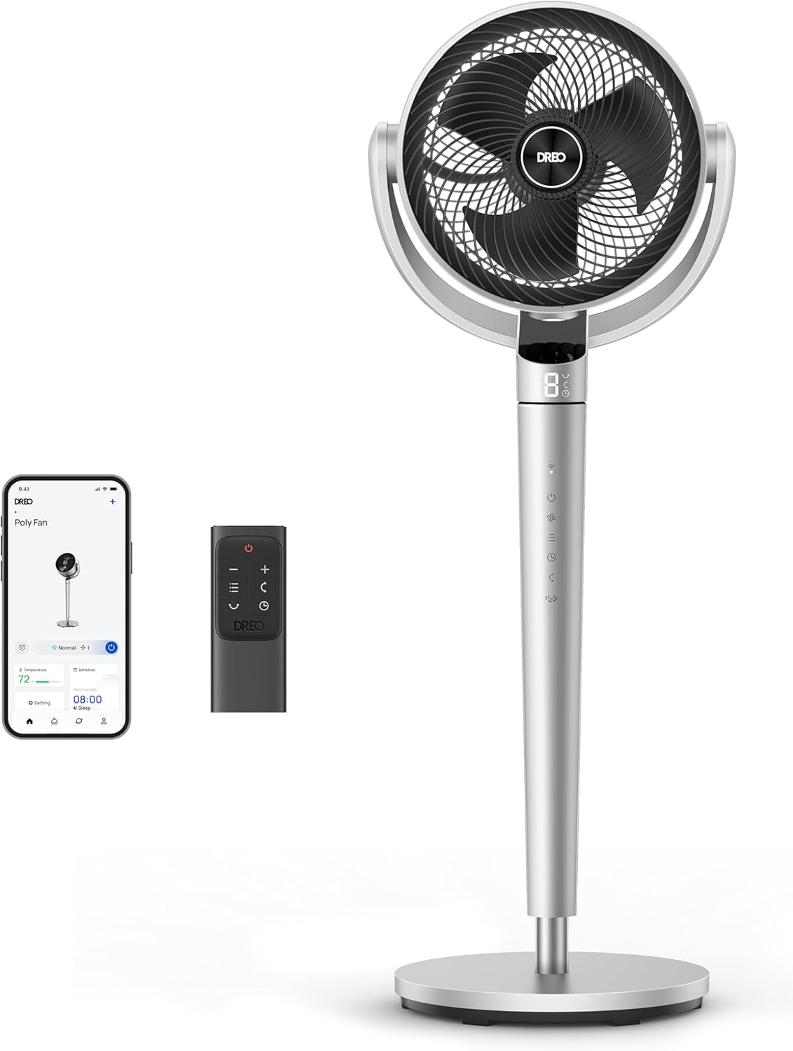 43'' Smart Wi-Fi/Alexa Control Pedestal Fan Bundle with 80Ft Whole Room Air Circulator and Remote Control