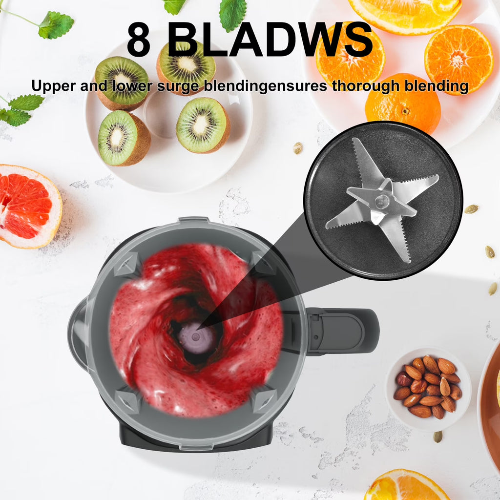 Blender for Smoothies, 50 Oz Countertop Blender with Milkshake, Juice, Crush Ice and Pulse, 1200W Peak Watts, Powercrush Food Processor with Self-Cleaning, Stainless Steel Blade, Black