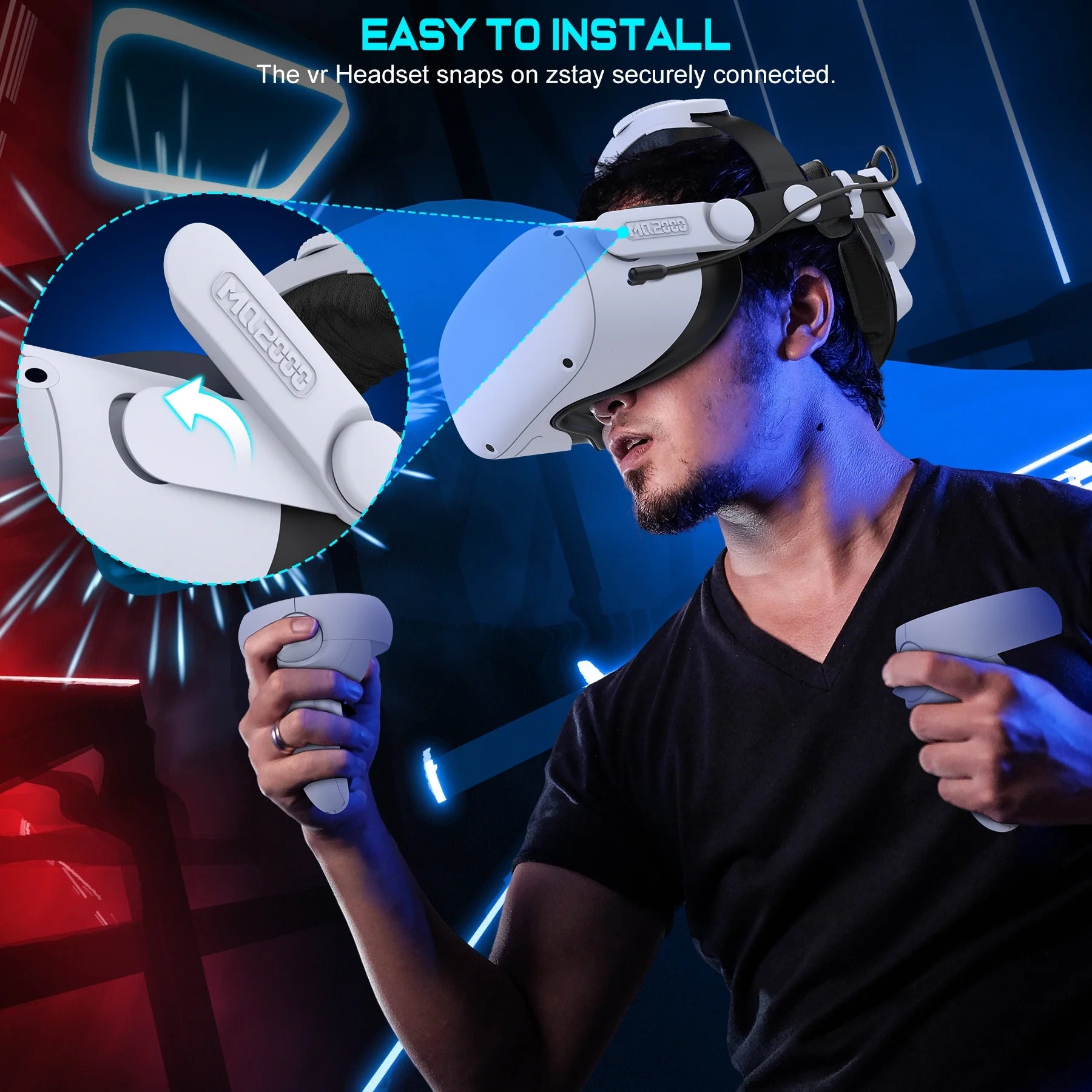 Adjustable Head Strap for Meta Quest 3/2/3S with 7500Mah Rechargeable Battery Pack