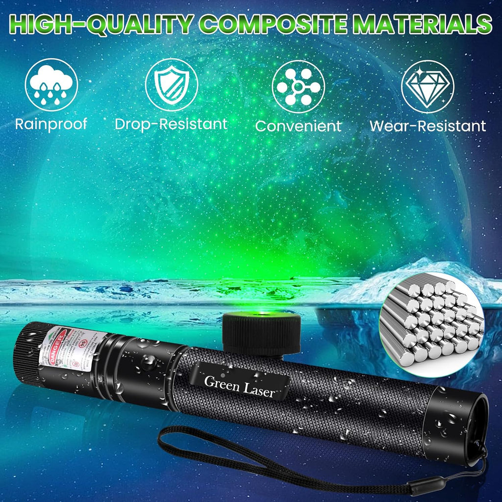 Long Range Laser Pointer, Rechargeable Flashlight with Green Laser Pointer for Night Astronomy Outdoor Camping Hunting