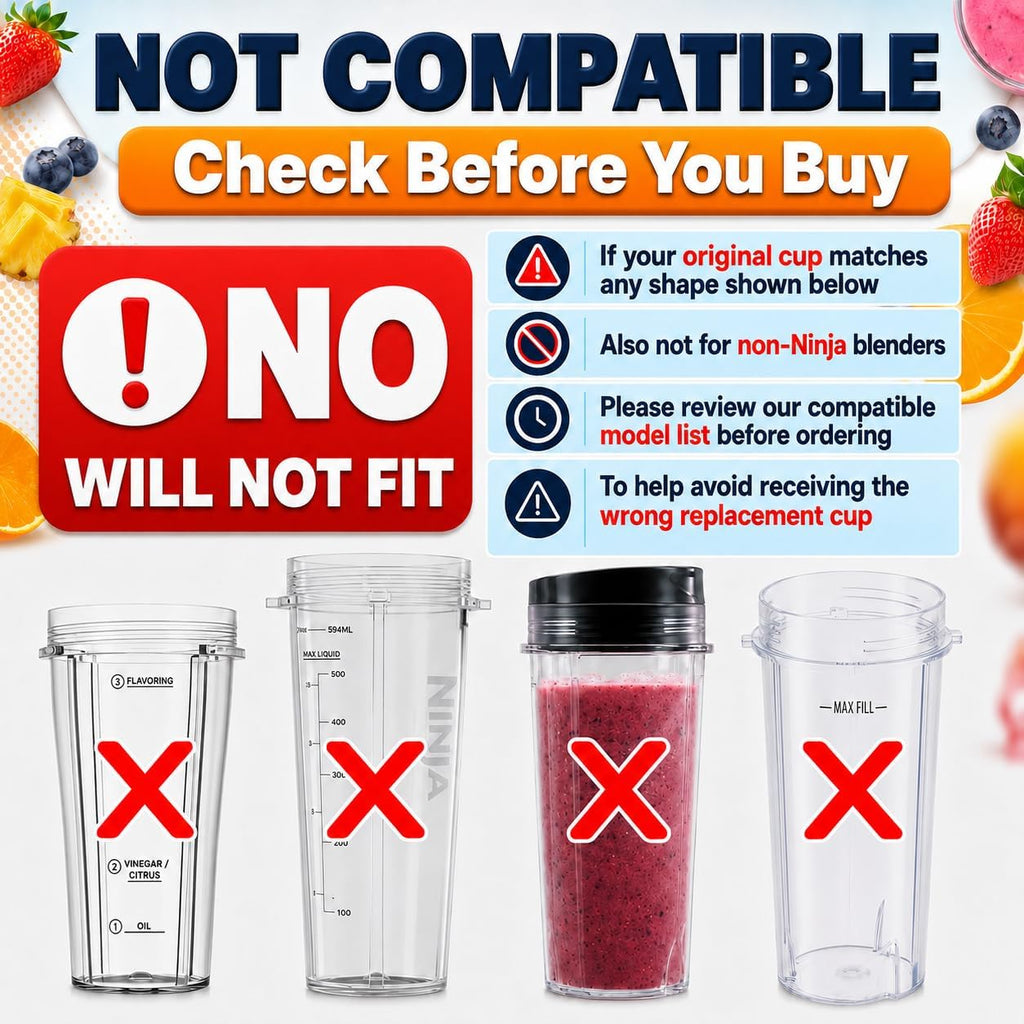 18 Oz Replacement Cups for Ninja Blender – 2 Pcs Compatible with BL480/BL450/480D, BN800/751/801/401, Auto-Iq Series NN, BL910 | SS101/151/401 – Blender Cups for Smoothies & Shakes | Twist-On Design