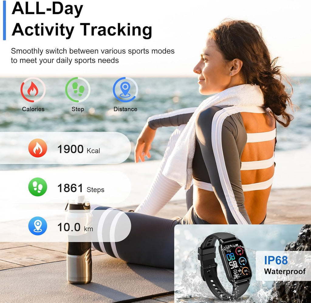 Smart Watch for Men Women, 1.57" Smartwatch (Answer/Make Call), 2026 New Fitness Tracker with 110+Sport Modes, Heart Rate/Sleep Monitor, IP68 Waterproof, Smartwatches for Android Ios Black