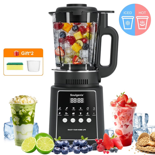 Blender for Smoothies, 50 Oz Countertop Blender with Milkshake, Juice, Crush Ice and Pulse, 1200W Peak Watts, Powercrush Food Processor with Self-Cleaning, Stainless Steel Blade, Black