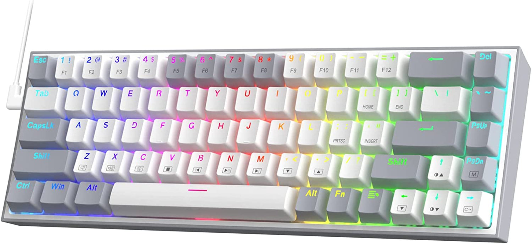 K631 Gery 65% Wired RGB Gaming Keyboard, 68 Keys Compact Mechanical Keyboard W/100% Hot-Swap Socket, Free-Mod Plate Mounted PCB & Dedicated Arrow Keys, Quiet Red Switch