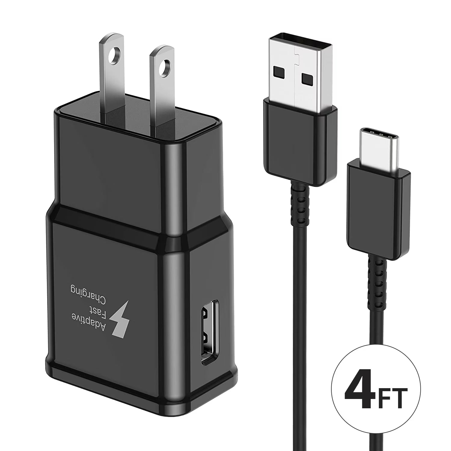 For Samsung Adaptive Fast Charging Type C Android Phone Charger with Cable for Samsung Galaxy S10/ S9/S10 Plus/S9 Plus/S10E/S21/S21Plus/S21 Ultra/S20/S20 Plus/S20 Fe/S8/Note 20/Note 10/Note 9/ Note 8