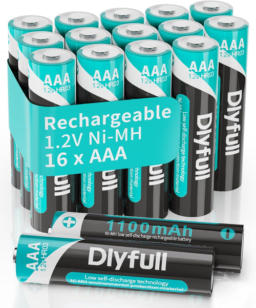 Rechargeable AAA Batteries 16 Pack, 1100 Mah High Capacity 1.2V Nimh AAA Rechargeable Batteries with Low Self Discharge, Long-Lasting Triple a Batteries, Per-Charged
