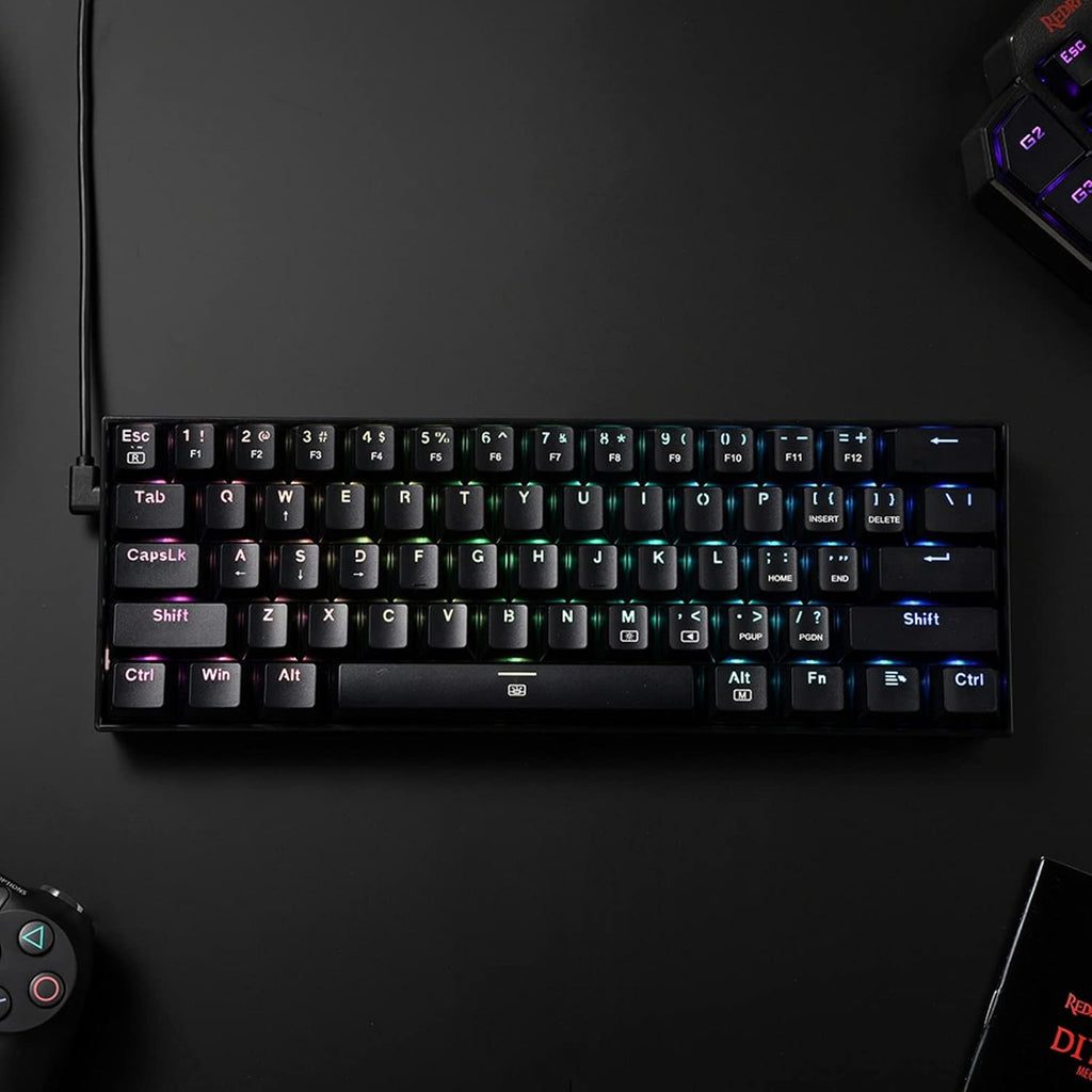 K630 Dragonborn 60% Wired RGB Gaming Keyboard, 61 Keys Compact Mechanical Keyboard with Tactile Blue Switch, Pro Driver Support, Black