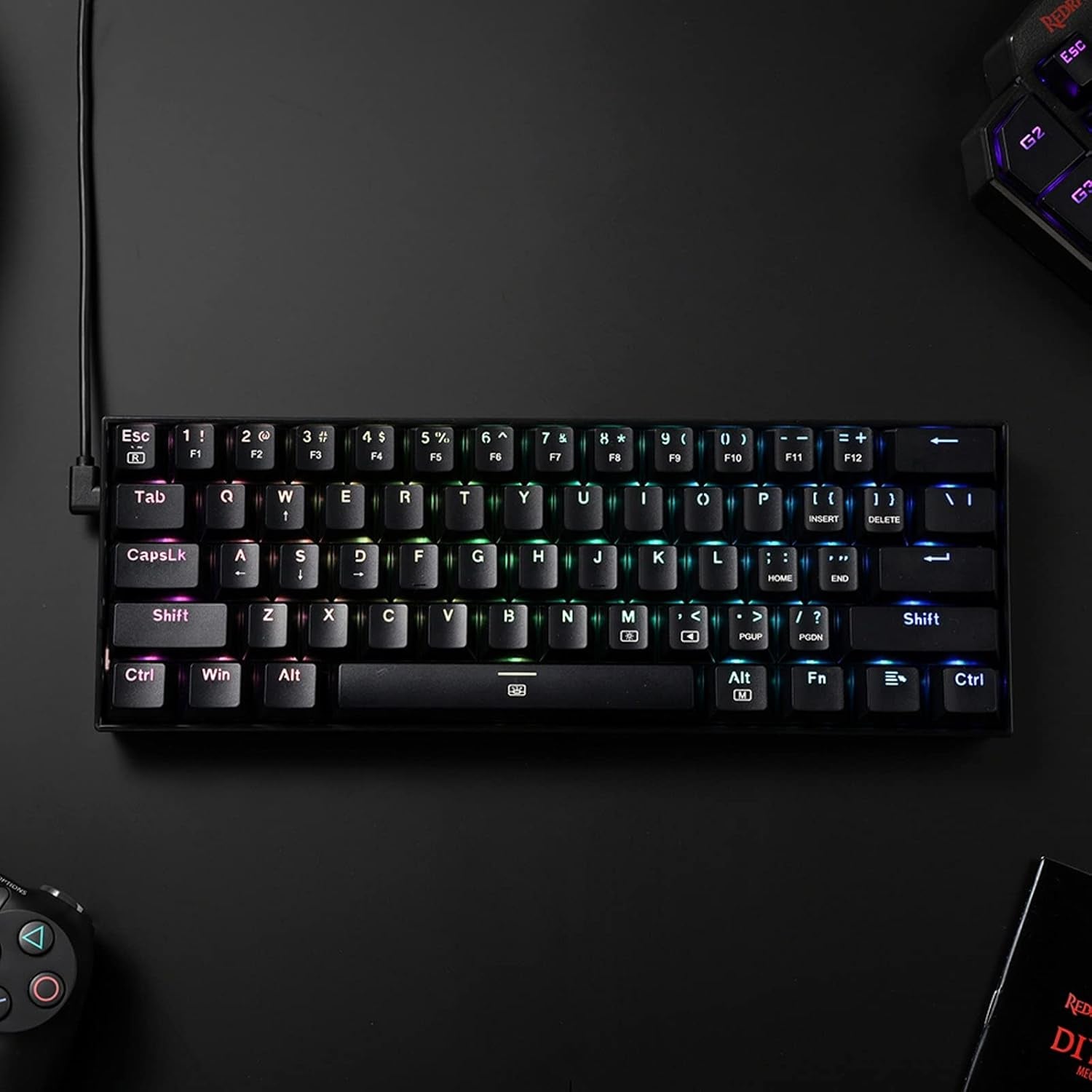 K630 Dragonborn 60% Wired RGB Gaming Keyboard, 61 Keys Compact Mechanical Keyboard with Tactile Blue Switch, Pro Driver Support, Black