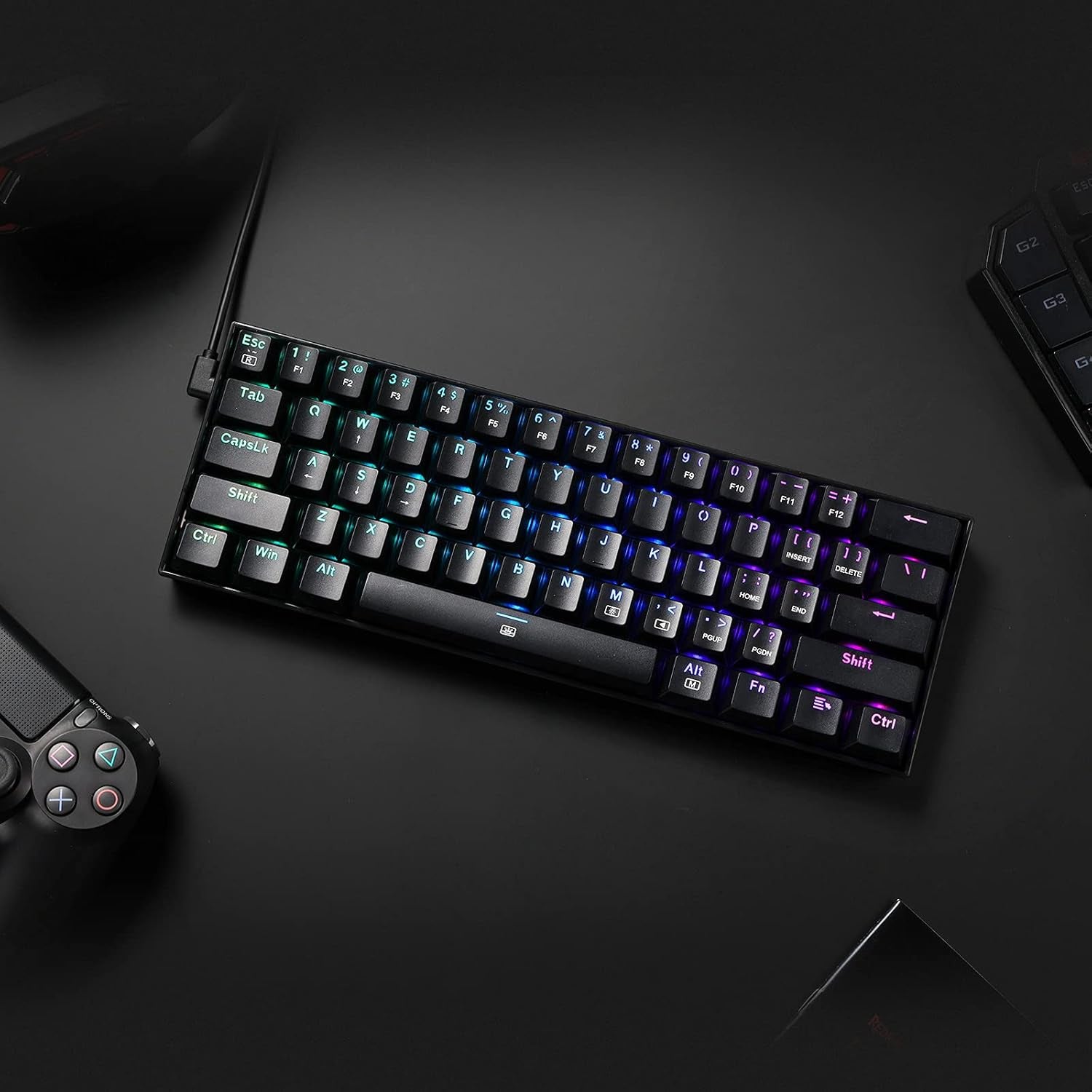 K630 Dragonborn 60% Wired RGB Gaming Keyboard, 61 Keys Compact Mechanical Keyboard with Tactile Blue Switch, Pro Driver Support, Black