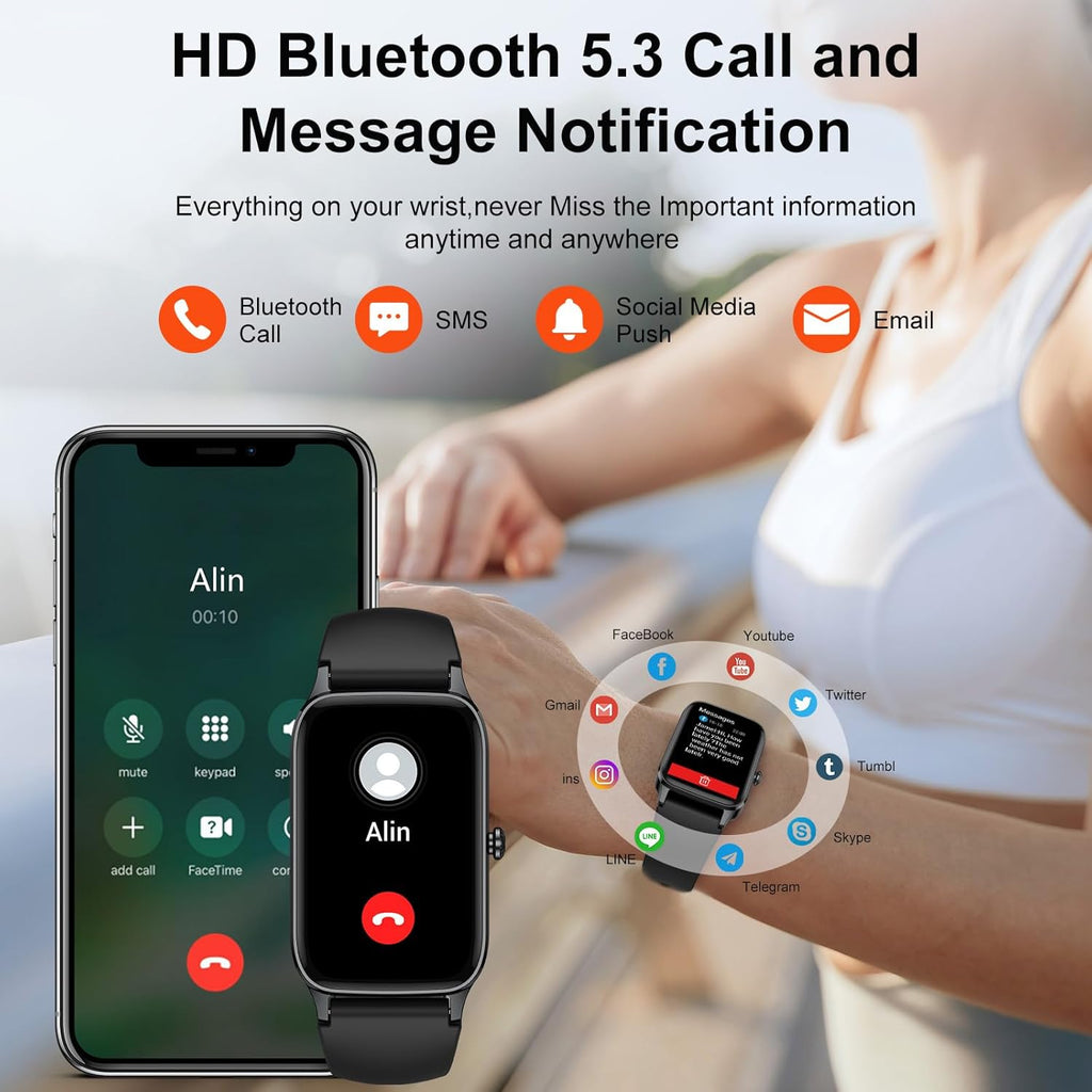 Smart Watch for Men Women, 1.57" Smartwatch (Answer/Make Call), 2026 New Fitness Tracker with 110+Sport Modes, Heart Rate/Sleep Monitor, IP68 Waterproof, Smartwatches for Android Ios Black