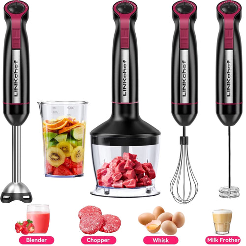 Immersion Blender, 1000W 20-Speed 5-In-1 Hand Blender with Turbo Mode, Scratch-Resistant Stick Blender for Baby Food, Ice & Smoothie(Black)