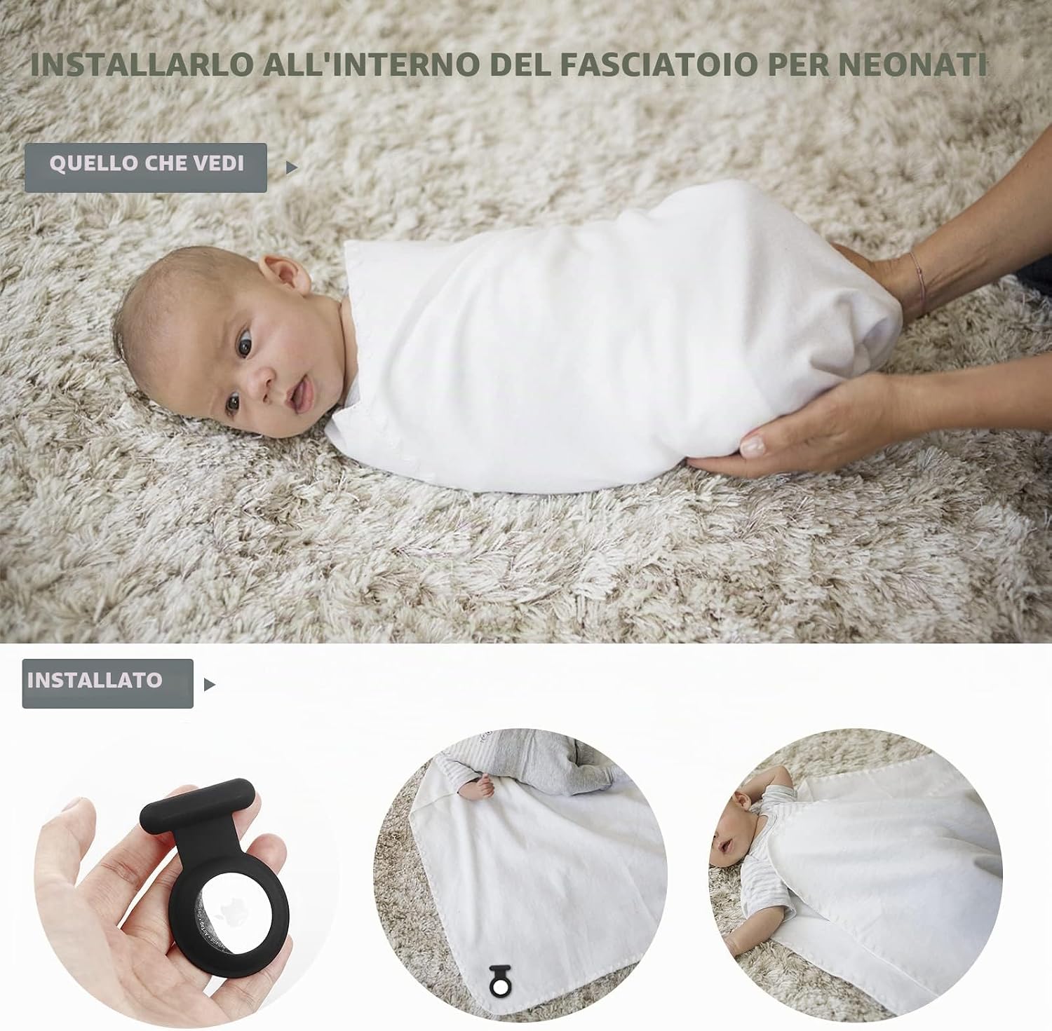 Tracker GPS Nascosto Airtag, Airtag per Bambini, Anziani, Animali Domestici, Abbigliamento, Più Sicuro Di Airtag, Portachiavi Airtag E Collana Airtag (Nero&Blu&Grigio&Rosa)