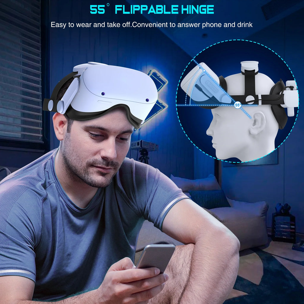 Adjustable Head Strap for Meta Quest 3/2/3S with 7500Mah Rechargeable Battery Pack