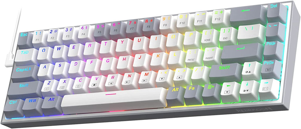 K631 Gery 65% Wired RGB Gaming Keyboard, 68 Keys Compact Mechanical Keyboard W/100% Hot-Swap Socket, Free-Mod Plate Mounted PCB & Dedicated Arrow Keys, Quiet Red Switch