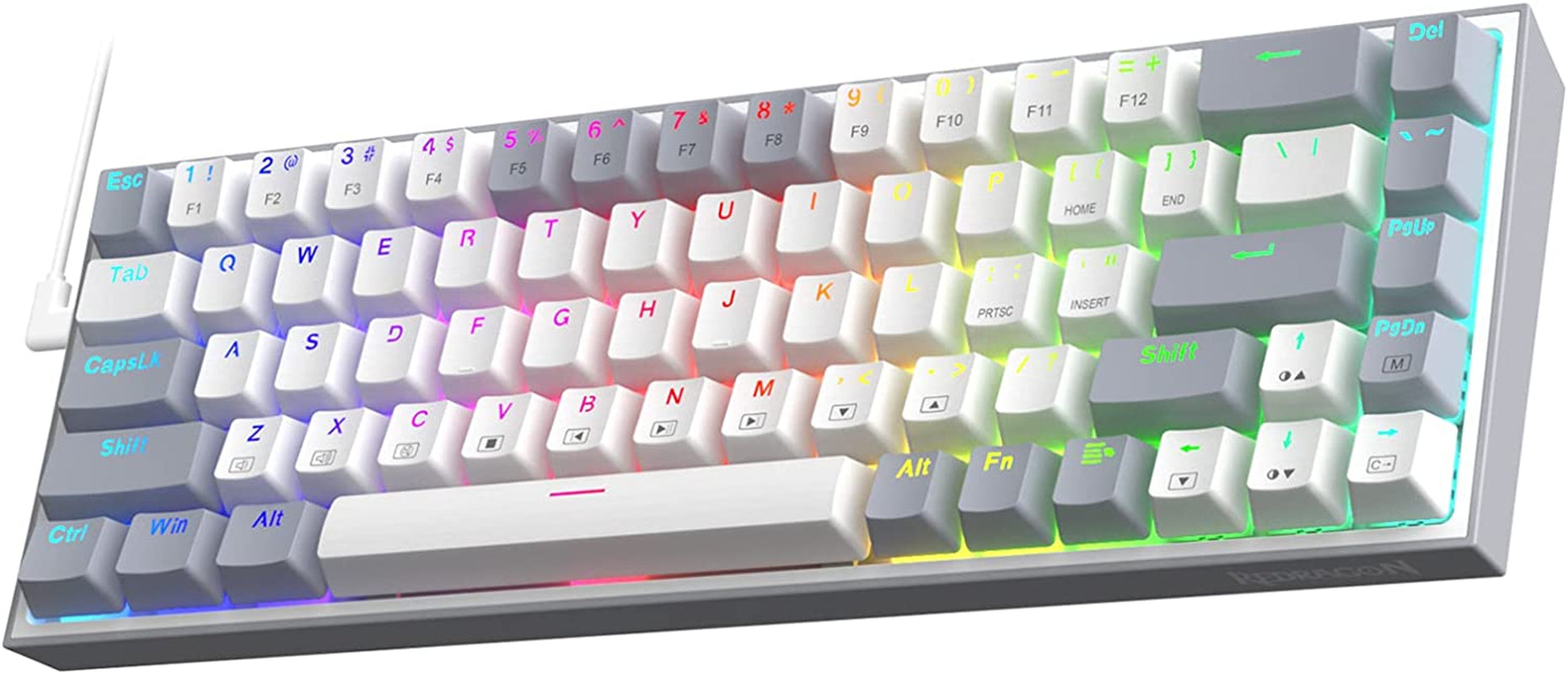 K631 Gery 65% Wired RGB Gaming Keyboard, 68 Keys Compact Mechanical Keyboard W/100% Hot-Swap Socket, Free-Mod Plate Mounted PCB & Dedicated Arrow Keys, Quiet Red Switch