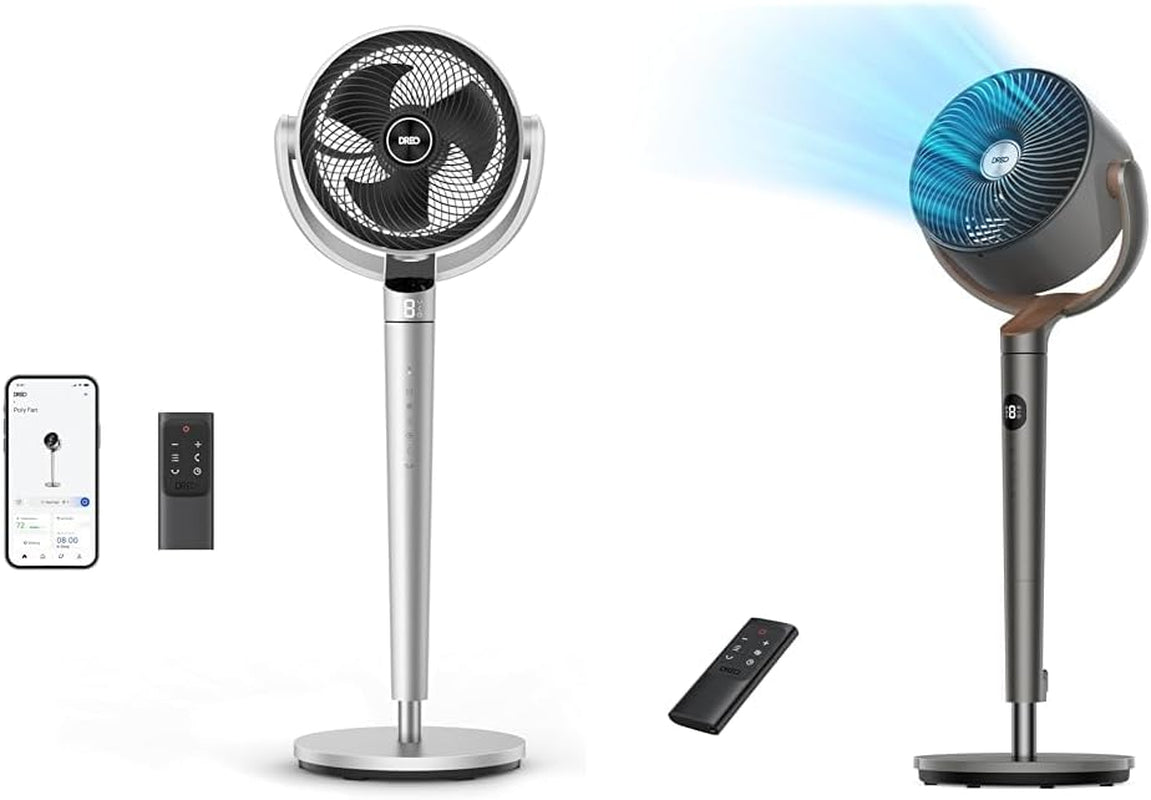 43'' Smart Wi-Fi/Alexa Control Pedestal Fan Bundle with 80Ft Whole Room Air Circulator and Remote Control
