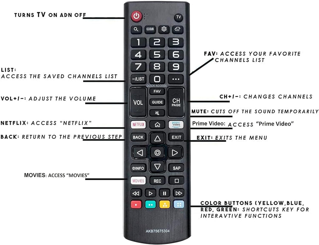AKB75675304 Universal Remote Control for Lg-Tv-Remote All LG LCD LED HDTV Smart Tvs