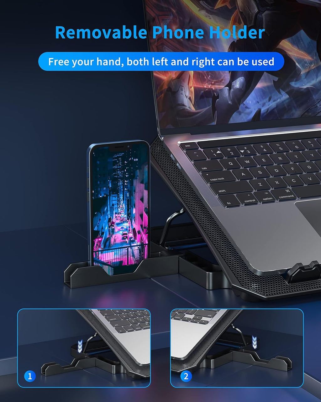 Laptop Cooling Pad for 12-15.6 Inch, 6 Cooler Fans with Blue Lights, Laptop Cooling Stand with 2 USB Ports (Blue)