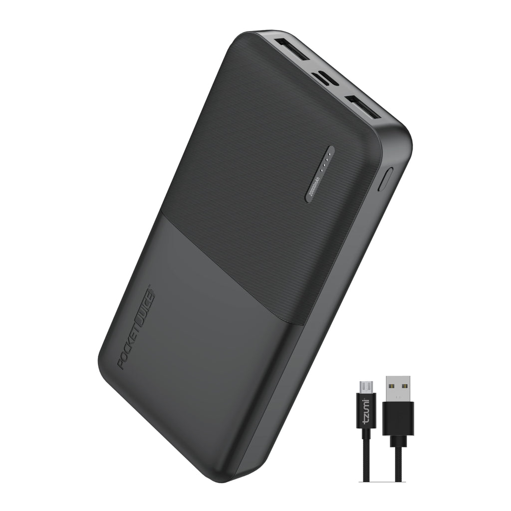 Slim Pro 20,000Mah, Portable Power Bank and Charger with Dual USB Ports, Black