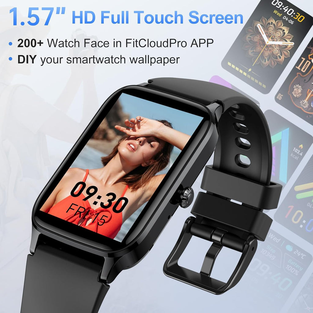 Smart Watch for Men Women, 1.57" Smartwatch (Answer/Make Call), 2026 New Fitness Tracker with 110+Sport Modes, Heart Rate/Sleep Monitor, IP68 Waterproof, Smartwatches for Android Ios Black
