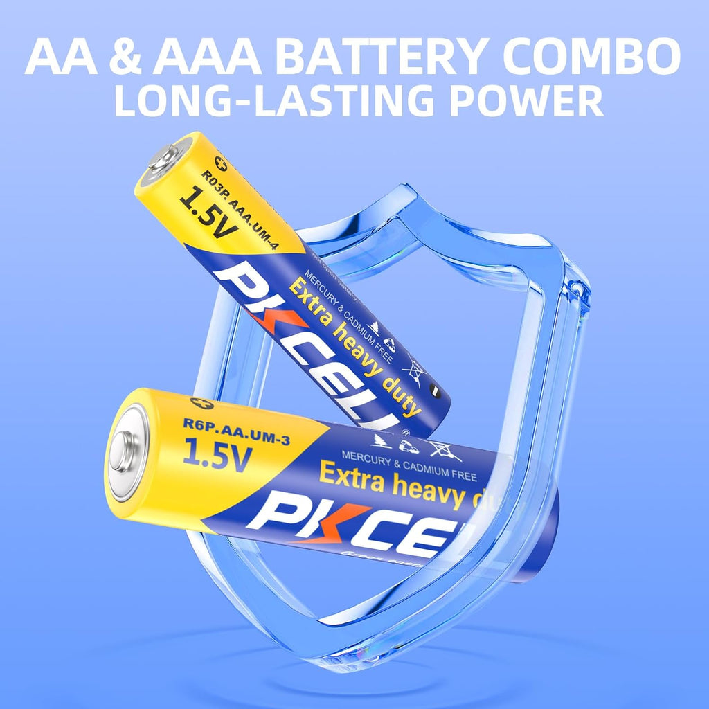 AA Batteries & AAA Batteries 80 Count, 40 Double a Batteries and 40 Triple a Batteries Combo Pack, 1.5V High-Performance Carbon Battery