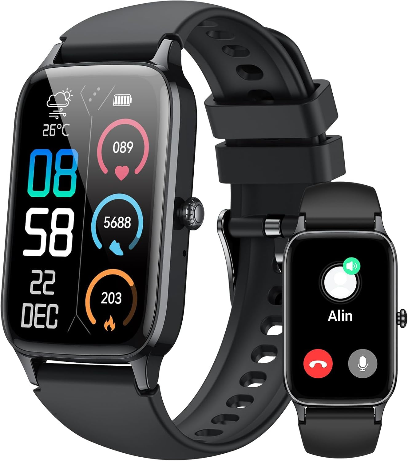 Smart Watch for Men Women, 1.57" Smartwatch (Answer/Make Call), 2026 New Fitness Tracker with 110+Sport Modes, Heart Rate/Sleep Monitor, IP68 Waterproof, Smartwatches for Android Ios Black
