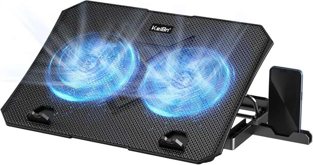 Laptop Cooling Pad, Gaming Laptop Cooler 2 Fans for 10-15.6 Inch Laptops, 5 Height Stands, 2 USB Ports (S039)