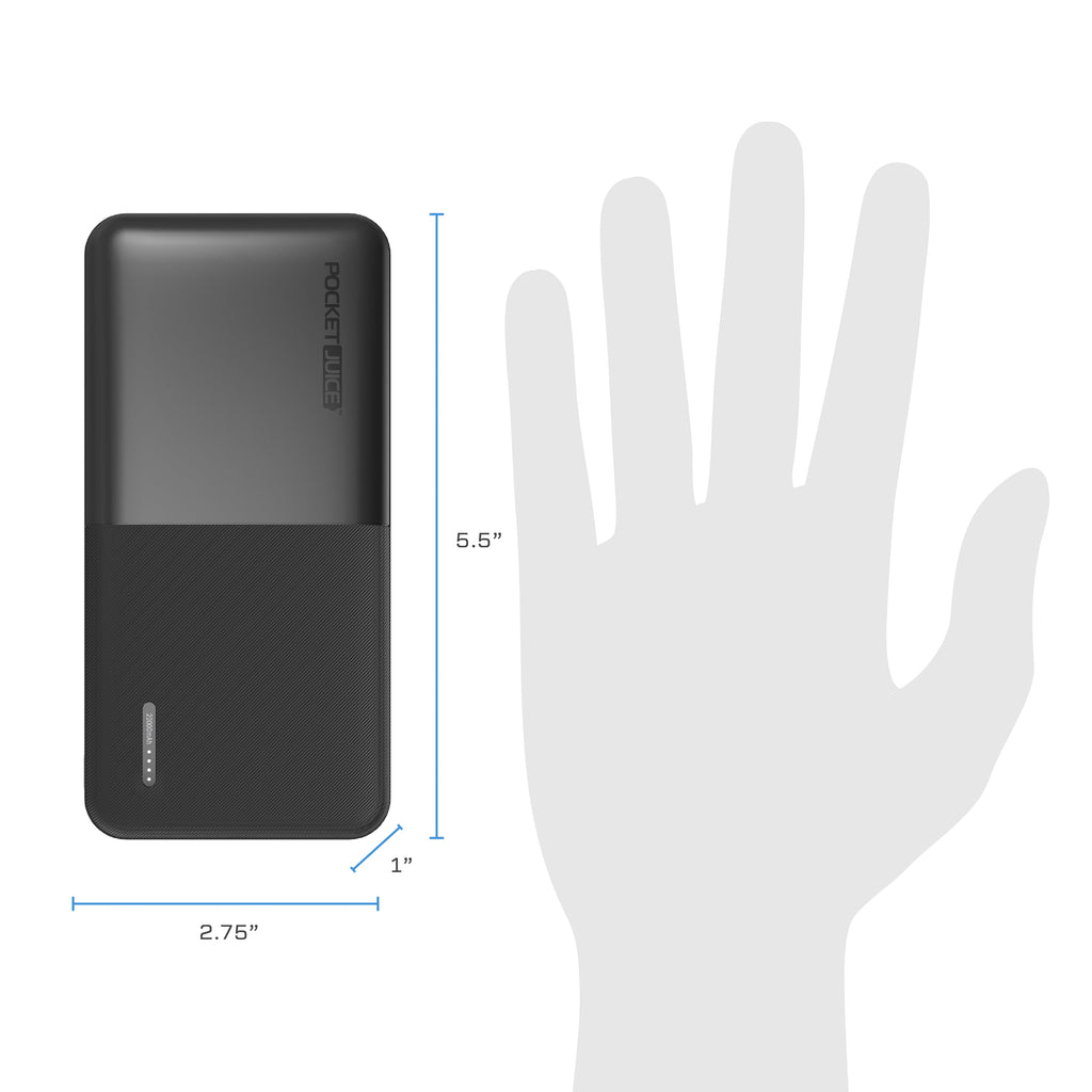 Slim Pro 20,000Mah, Portable Power Bank and Charger with Dual USB Ports, Black