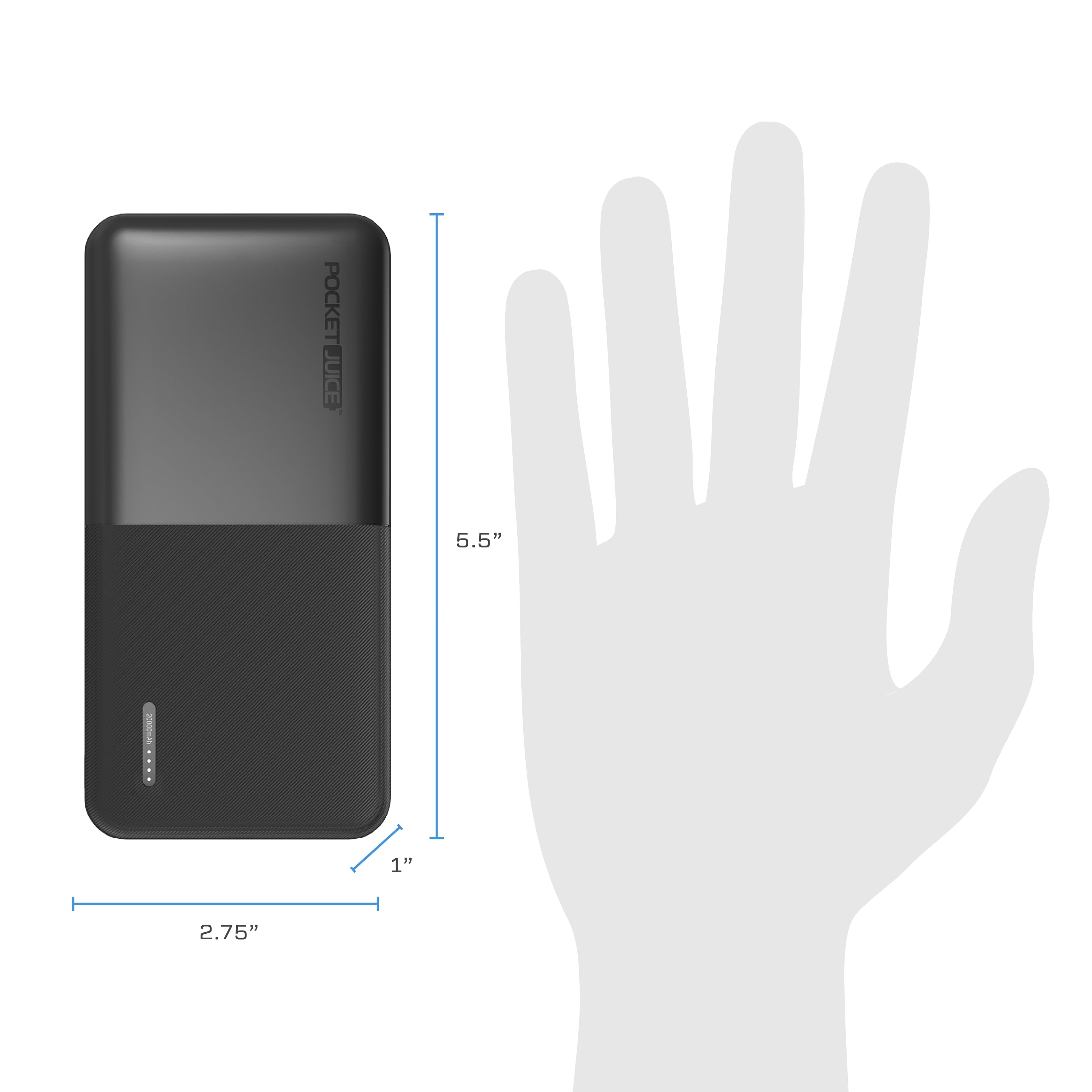 Slim Pro 20,000Mah, Portable Power Bank and Charger with Dual USB Ports, Black
