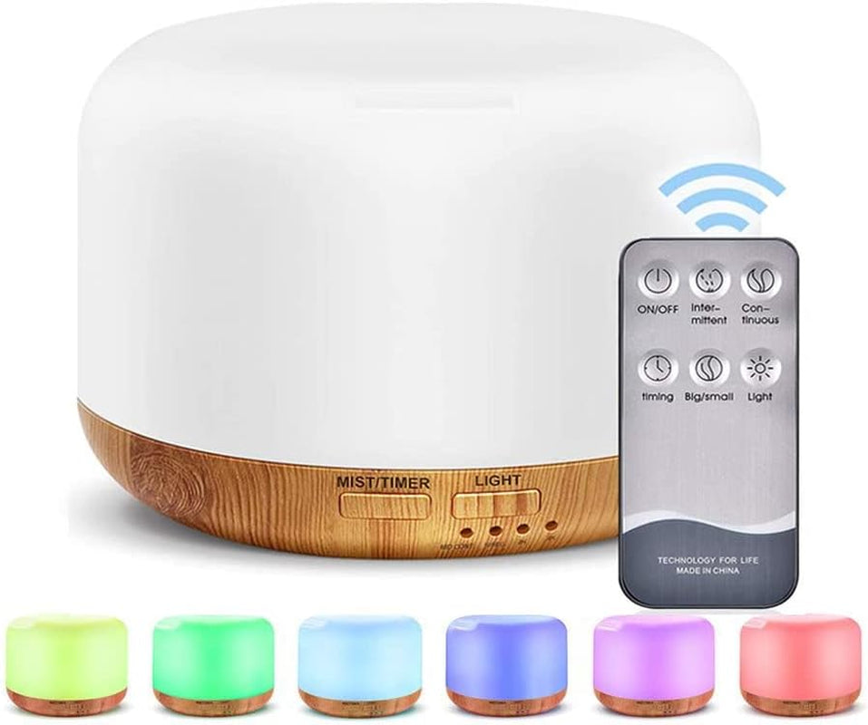 Essential oils Diffuser Humidifier 300Ml,Electric Ultrasonic Air Aroma Diffusers Vaporizer,Scent Mist Defuser with Remote,Auto-Off,7Led Color Changing Light for Large Bed Room,Home,Office