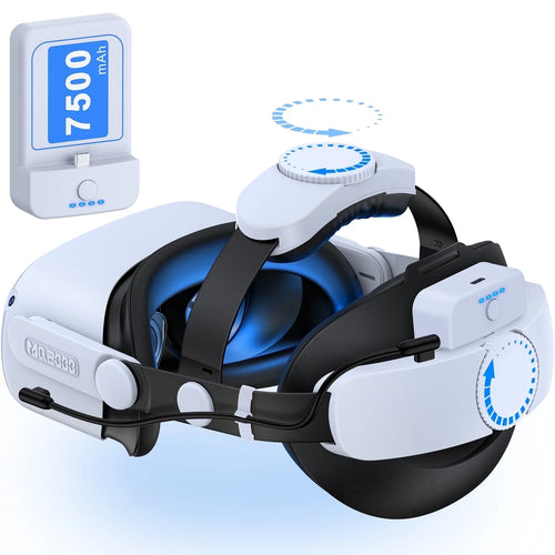 Adjustable Head Strap for Meta Quest 3/2/3S with 7500Mah Rechargeable Battery Pack