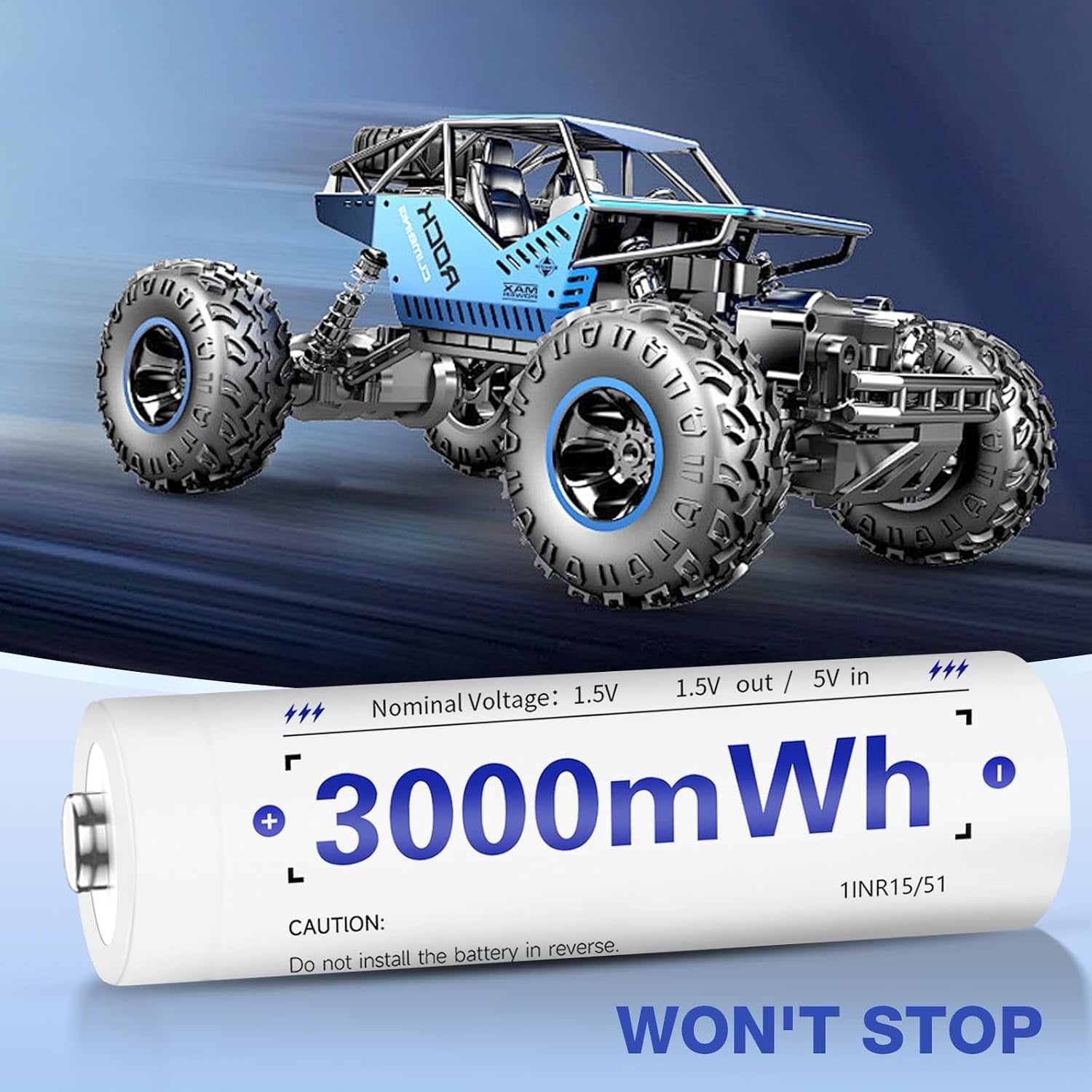 8 Pack Rechargeable Lithium Ion AA Batteries with 2.5H Fast Charger, 3000Mwh 1.5V Constant Output Rechargeable Double a Batteries Recharge up to 2000X Times, Low Self Discharge